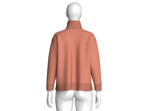 Girls Mock Neck Sweatshirt With Zip Pocket 3D Model