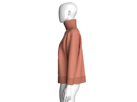 Girls Mock Neck Sweatshirt With Zip Pocket 3D Model