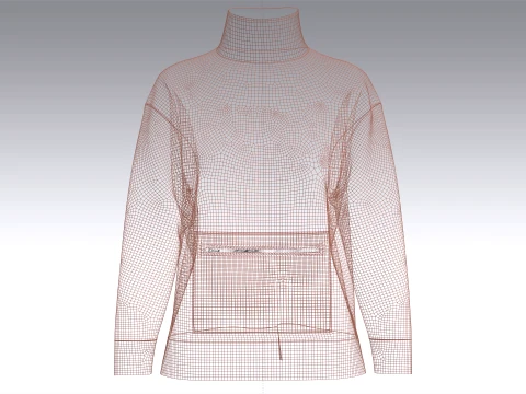 Girls Mock Neck Sweatshirt With Zip Pocket 3D Model