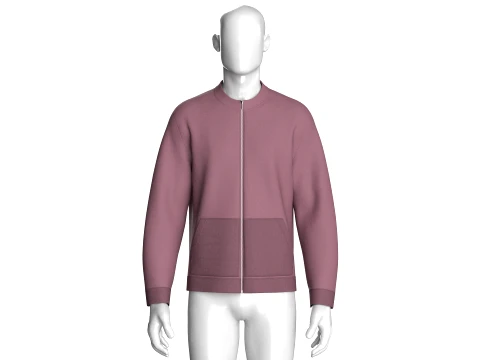 Men Long Sleeve Zipper Jacket 3D Model