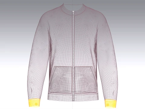 Men Long Sleeve Zipper Jacket 3D Model