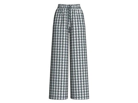 Pantaloni da bambina a gamba larga con motivo pied de poule Modello 3D