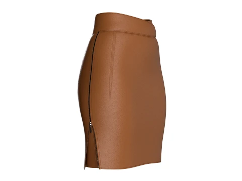 Girls Leather Double Layer Zip Skirt 3D Model