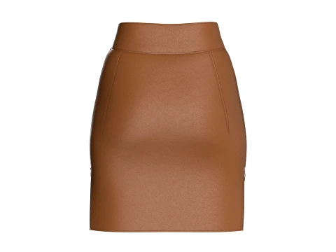 Girls Leather Double Layer Zip Skirt 3D Model
