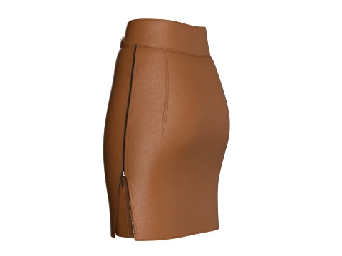 Girls Leather Double Layer Zip Skirt 3D Model