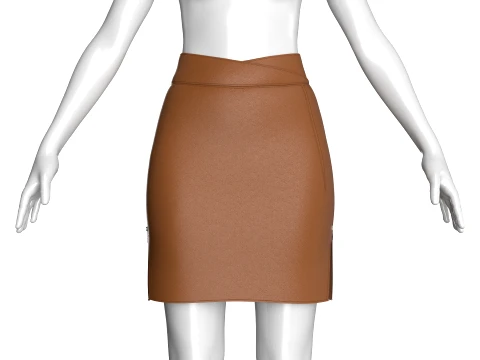 Girls Leather Double Layer Zip Skirt 3D Model