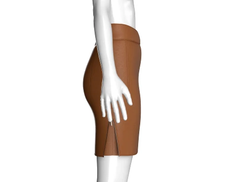 Girls Leather Double Layer Zip Skirt 3D Model