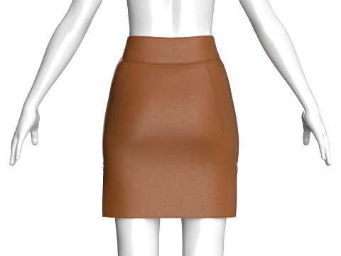 Girls Leather Double Layer Zip Skirt 3D Model