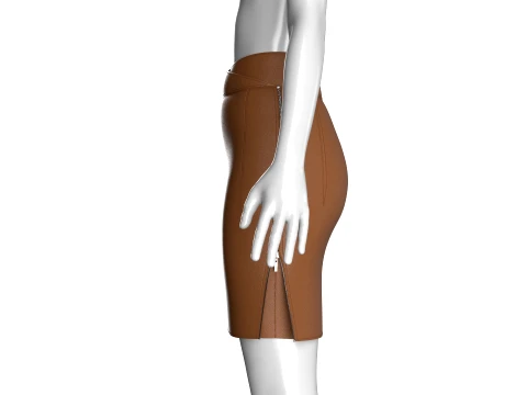 Girls Leather Double Layer Zip Skirt 3D Model