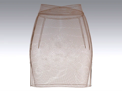 Girls Leather Double Layer Zip Skirt 3D Model