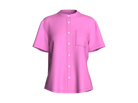Camicia alla coreana per bambina con tasca Modello 3D