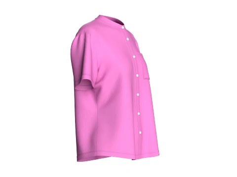 Girls Mandarin Shirt With Pocket 3D Model