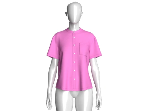 Girls Mandarin Shirt With Pocket 3D Model
