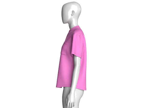 Girls Mandarin Shirt With Pocket 3D Model