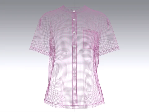 Girls Mandarin Shirt With Pocket 3D Model