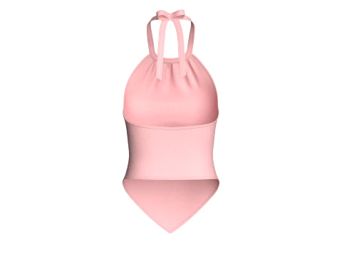 Girls Pink Backless Halter Top 3D Model