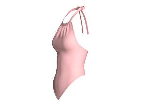 Girls Pink Backless Halter Top 3D Model
