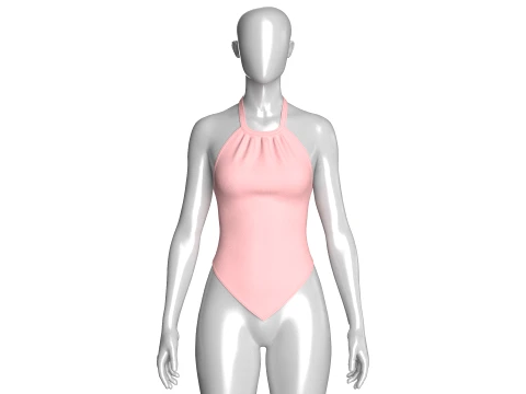 Girls Pink Backless Halter Top 3D Model