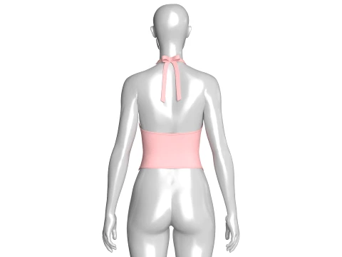 Girls Pink Backless Halter Top 3D Model