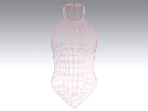 Girls Pink Backless Halter Top 3D Model