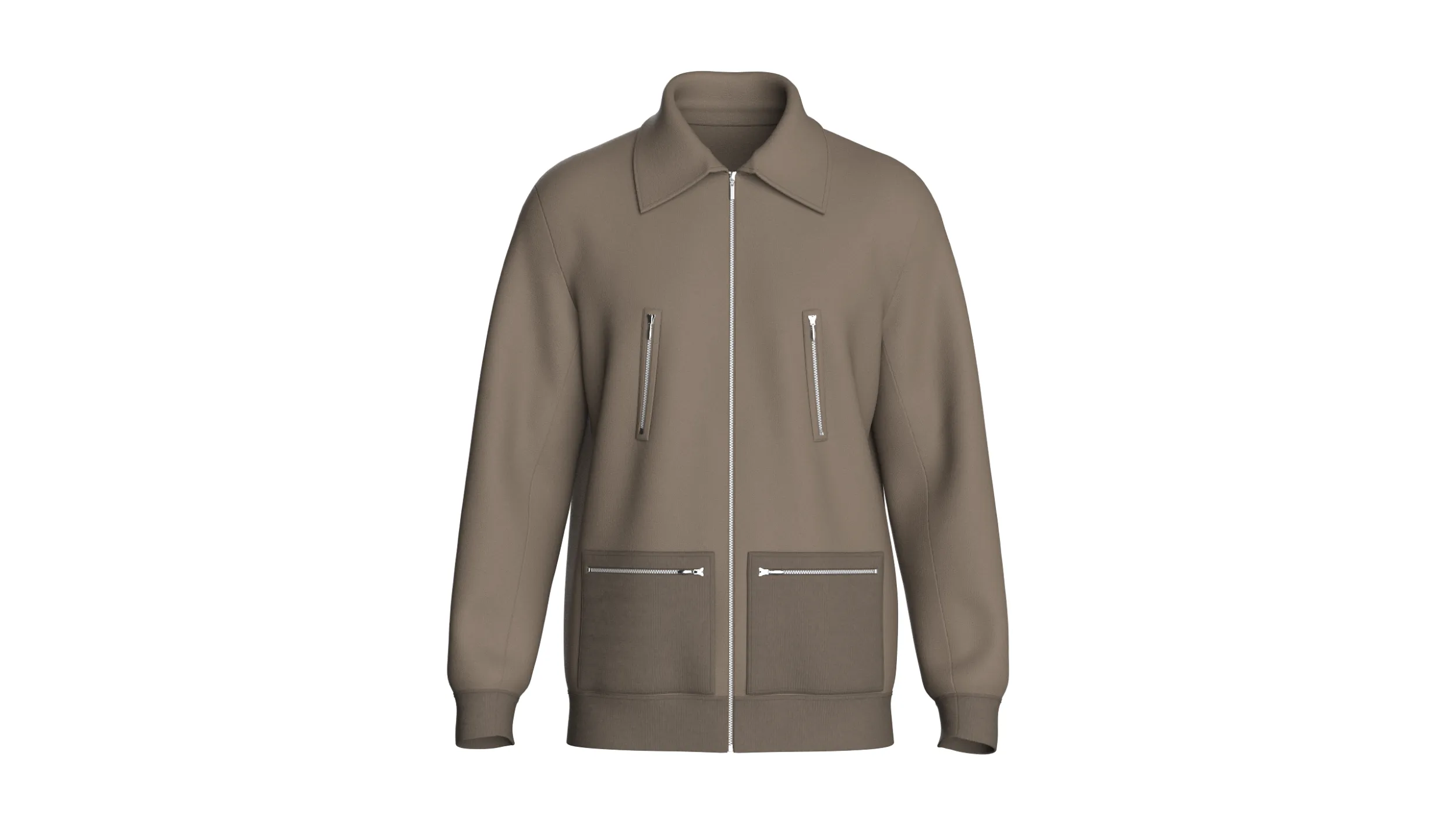 Men Collared Multi-Zip Jacket 3D Model .c4d .max .obj .3ds .fbx .stl .blend