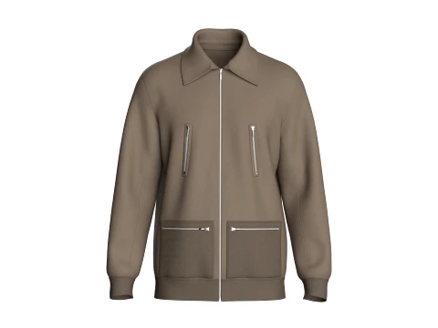 Giacca da uomo con colletto multi-zip Modello 3D