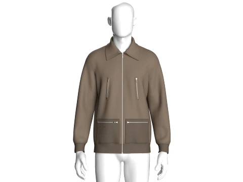 Men Collared Multi-Zip Jacket 3D Model