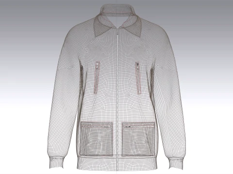 Men Collared Multi-Zip Jacket 3D Model