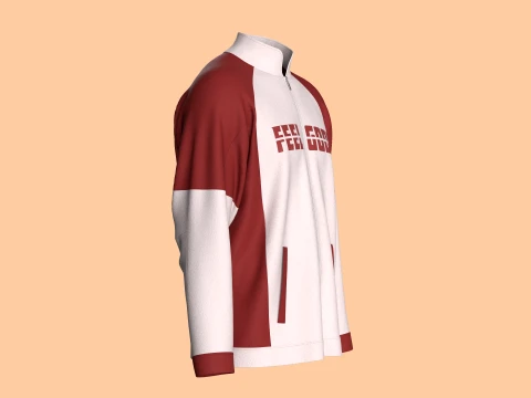 Men Printed Raglan Track Jacket 3D Model