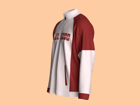 Men Printed Raglan Track Jacket 3D Model