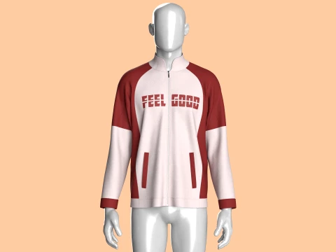 Men Printed Raglan Track Jacket 3D Model