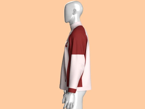 Men Printed Raglan Track Jacket 3D Model