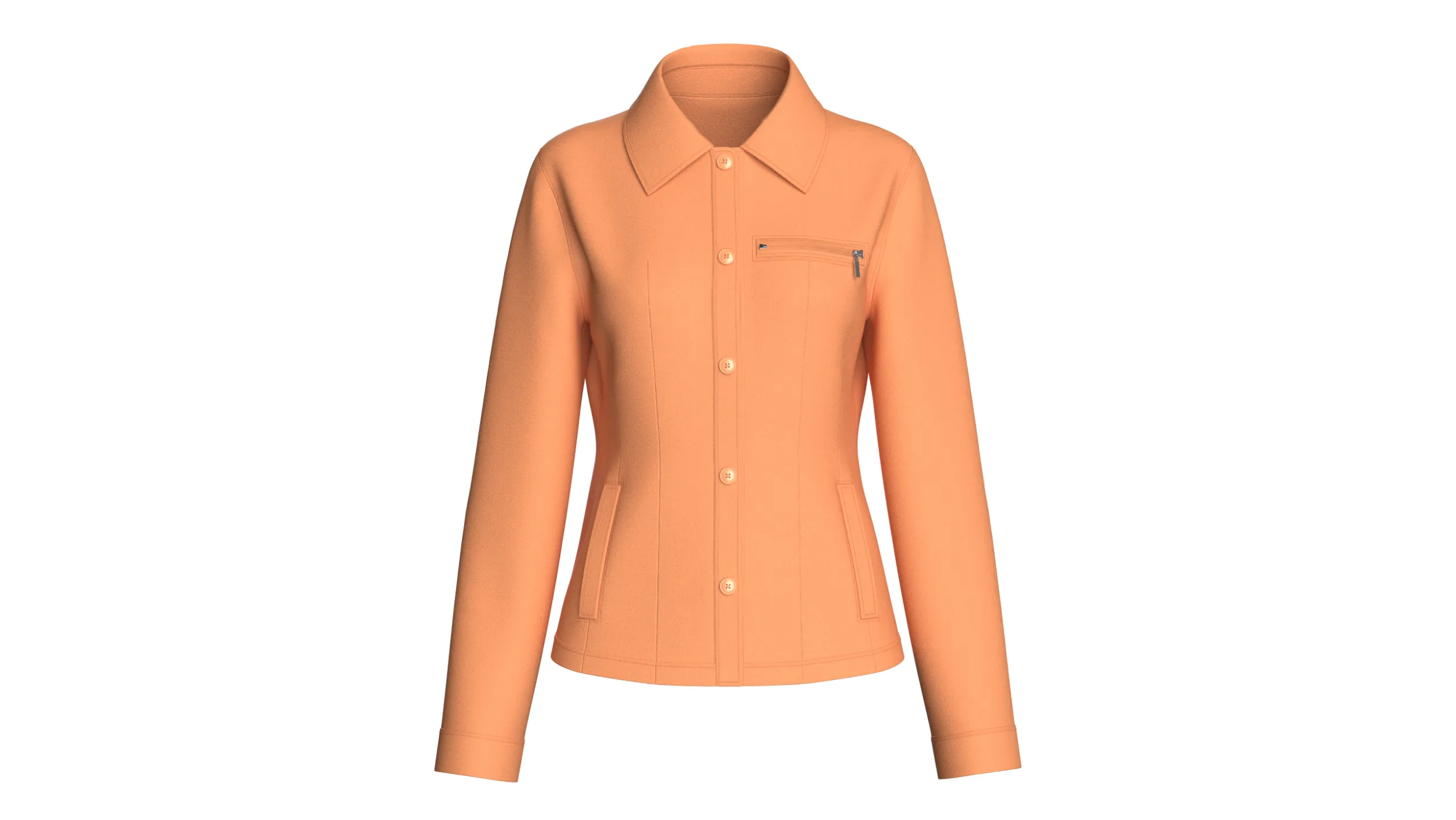 Girls Button-Up Jacket With Zip Pocket 3D Model .c4d .max .obj .3ds .fbx .stl .blend