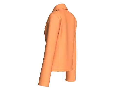 Girls Button-Up Jacket With Zip Pocket 3D Model