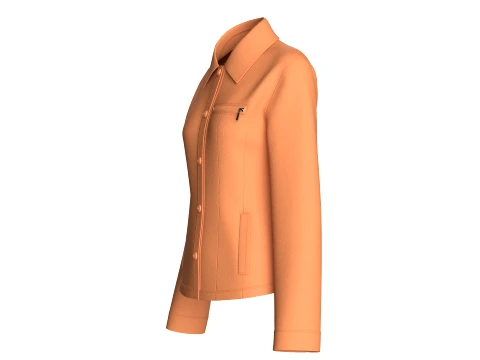 Girls Button-Up Jacket With Zip Pocket 3D Model