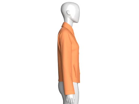 Girls Button-Up Jacket With Zip Pocket 3D Model