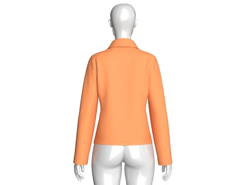 Girls Button-Up Jacket With Zip Pocket 3D Model