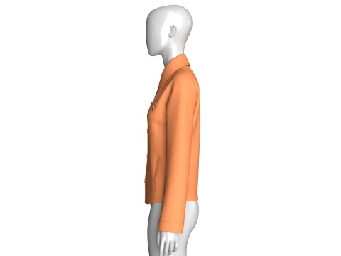 Girls Button-Up Jacket With Zip Pocket 3D Model