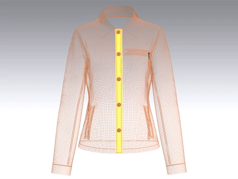 Girls Button-Up Jacket With Zip Pocket 3D Model