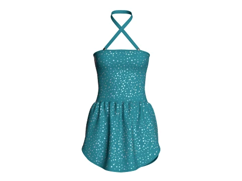 Top da bambina con scollo all'americana e volant a pois Modello 3D