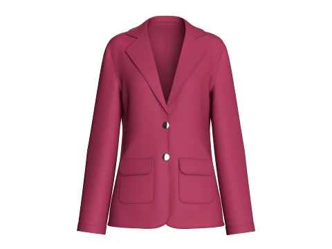 Blazer da ragazza a due bottoni con tasche con patta Modello 3D