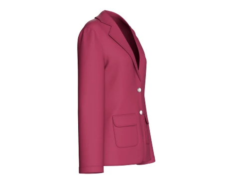 Girls Two Button Blazer With Flap Pockets 3D Model
