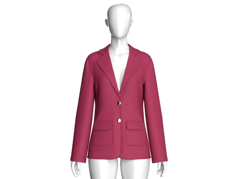 Girls Two Button Blazer With Flap Pockets 3D Model