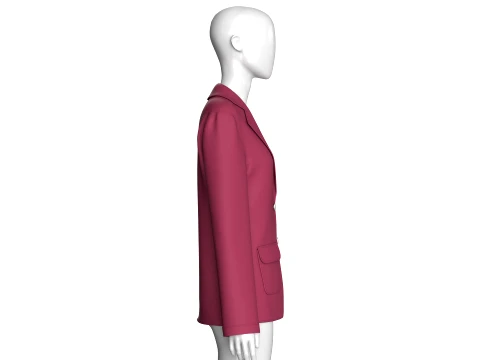 Girls Two Button Blazer With Flap Pockets 3D Model
