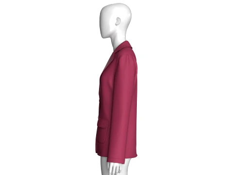 Girls Two Button Blazer With Flap Pockets 3D Model