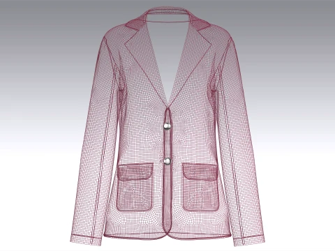 Girls Two Button Blazer With Flap Pockets 3D Model