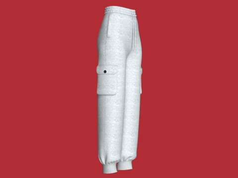 Girls Utility Joggers With Melange 3D Model
