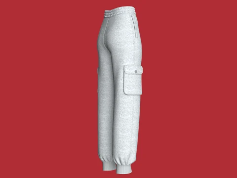 Girls Utility Joggers With Melange 3D Model