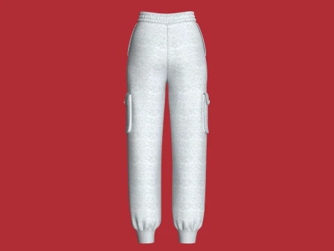 Girls Utility Joggers With Melange 3D Model