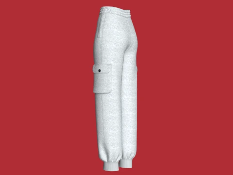 Girls Utility Joggers With Melange 3D Model